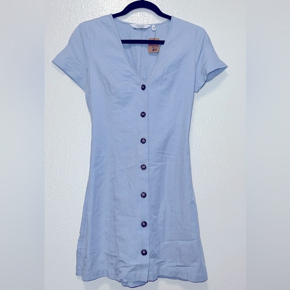 & Other Stories Mini Button Up Cotton Dress Women Size 2 Short Dress Light Blue - Picture 6 of 16
